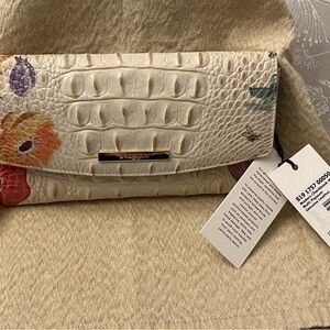 Brahmin Modern Checkbook Wallet Multi Papaver Genuine Leather